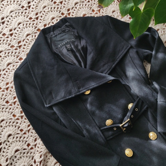 Black Gold Button Coat - Attention - Size Medium - Picture 3 of 4